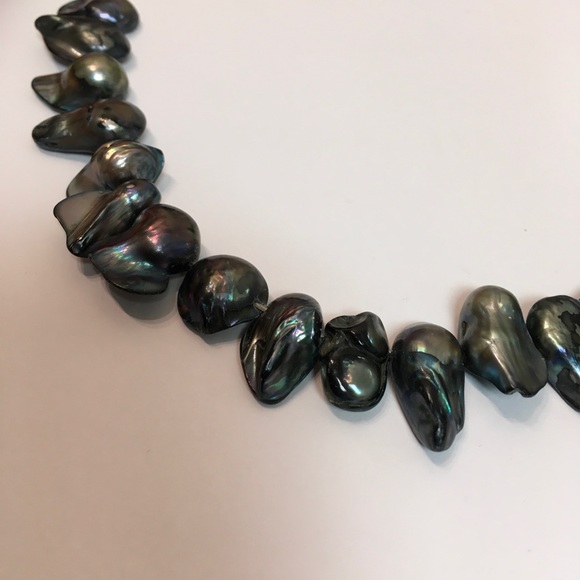 Blue Black Pearl & Sterling Silver Necklace - Picture 4 of 7